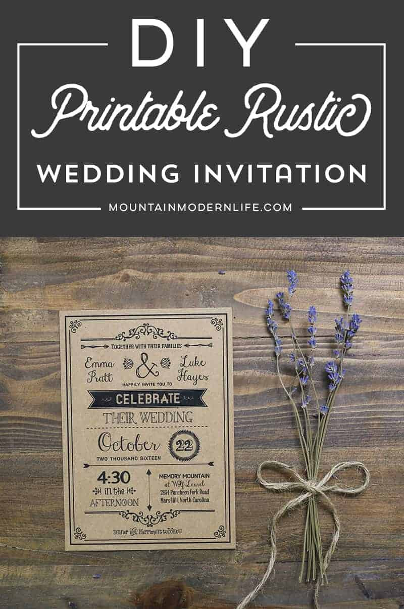 Printable Rustic Wedding Invitations
 Vintage Rustic DIY Wedding Invitation Template