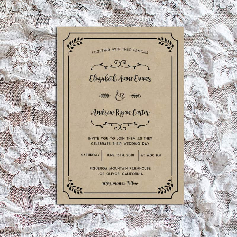 Printable Rustic Wedding Invitations
 Whimsical Rustic DIY Wedding Invitation Set