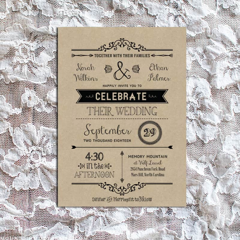 Printable Rustic Wedding Invitations
 Vintage Rustic DIY Wedding Invitation Template