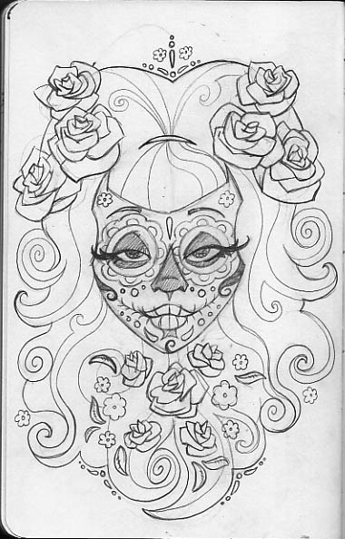 Printable Sugar Skulls Coloring Pages
 Leigh Young Illustration Sugar Skulls