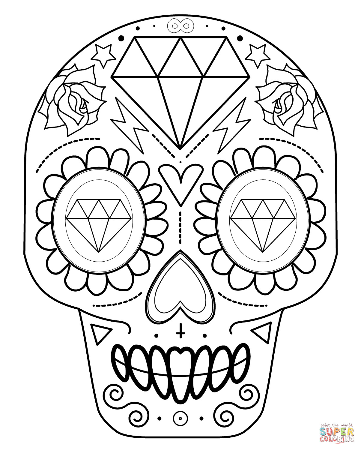 Printable Sugar Skulls Coloring Pages
 Easy Sugar Skull Coloring Pages Coloring Home