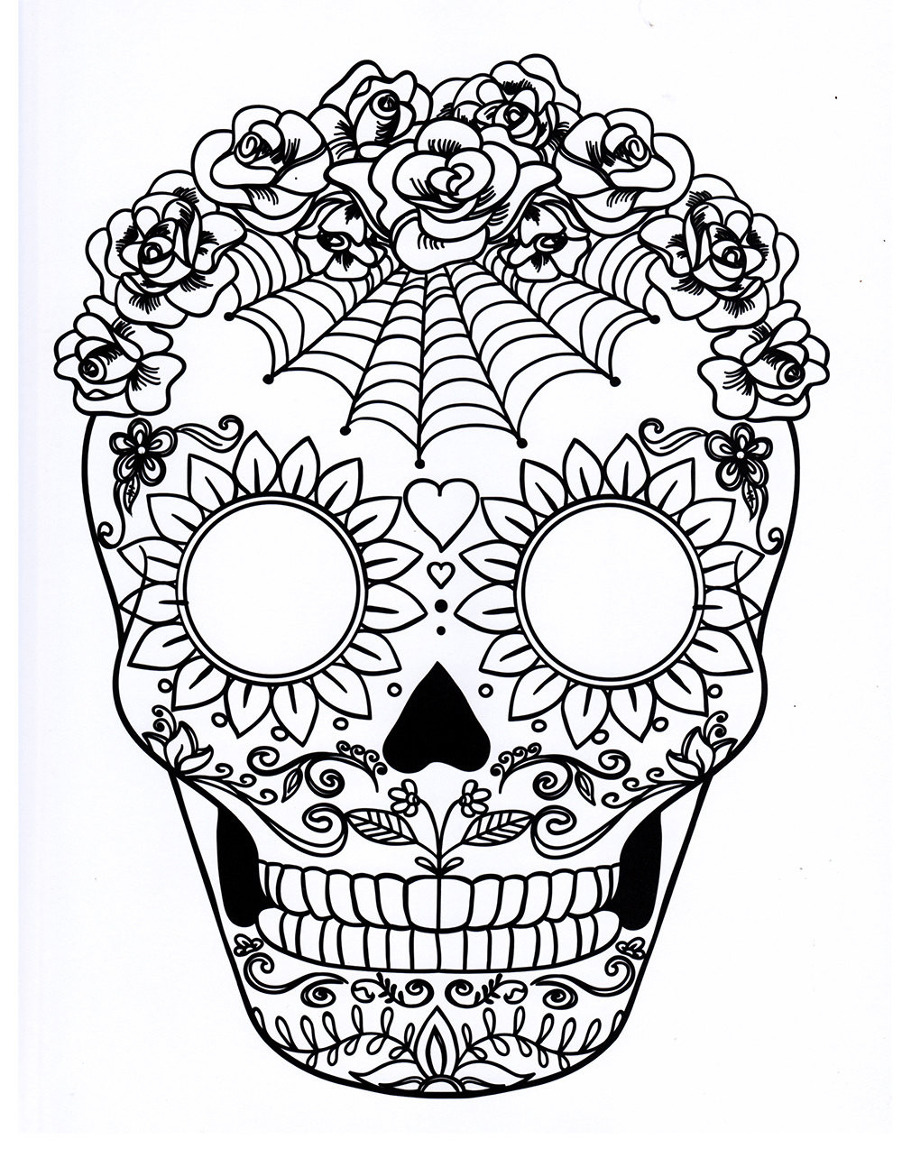 Printable Sugar Skulls Coloring Pages
 Five different sugar skull coloring pages printable