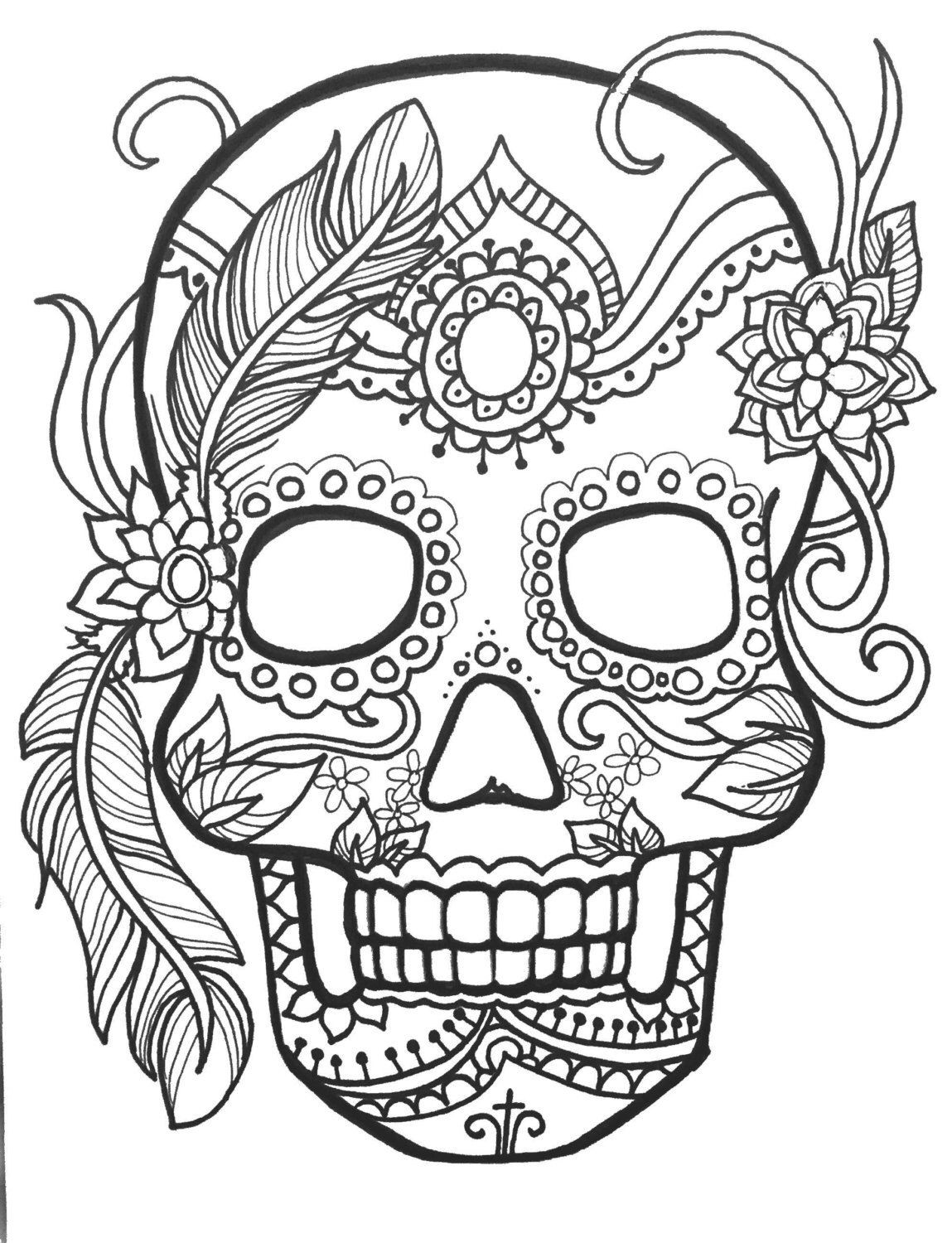Printable Sugar Skulls Coloring Pages
 10 Sugar Skull Day of the Dead ColoringPages Original Art