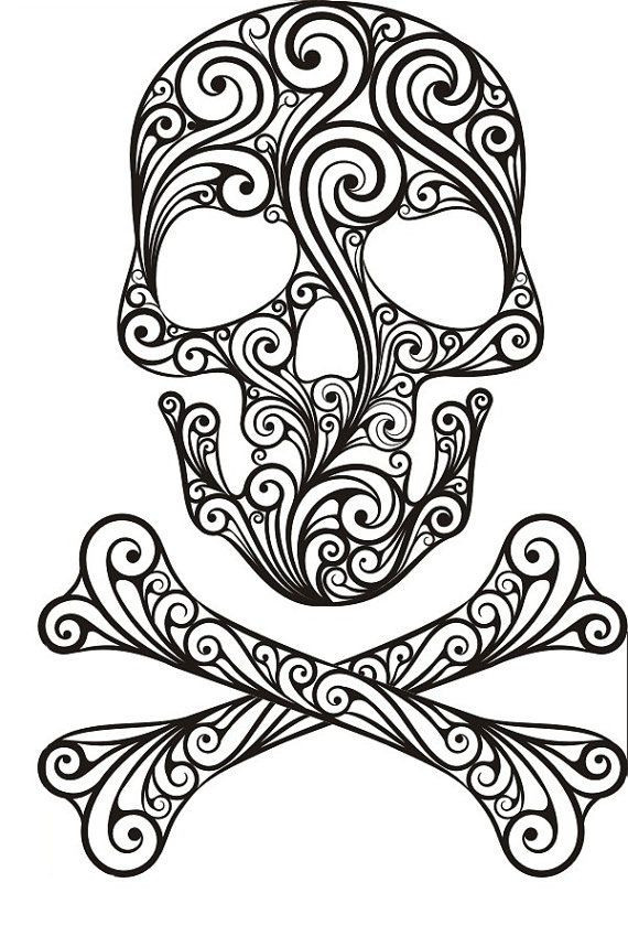 Printable Sugar Skulls Coloring Pages
 Sugar Skull Coloring Page black lines