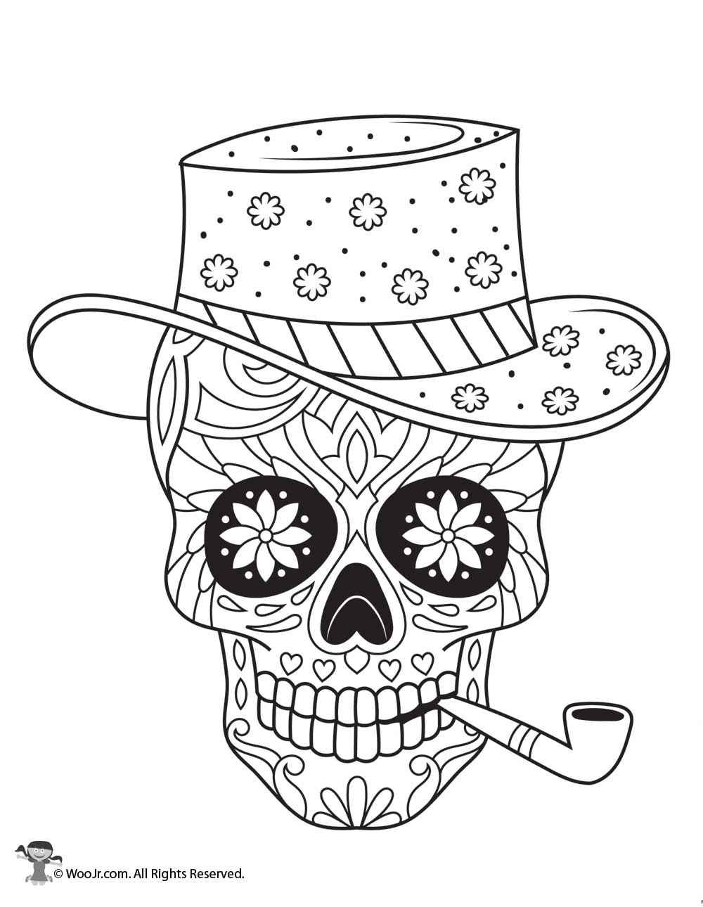 Printable Sugar Skulls Coloring Pages
 Sugar Skulls Adult Coloring Page