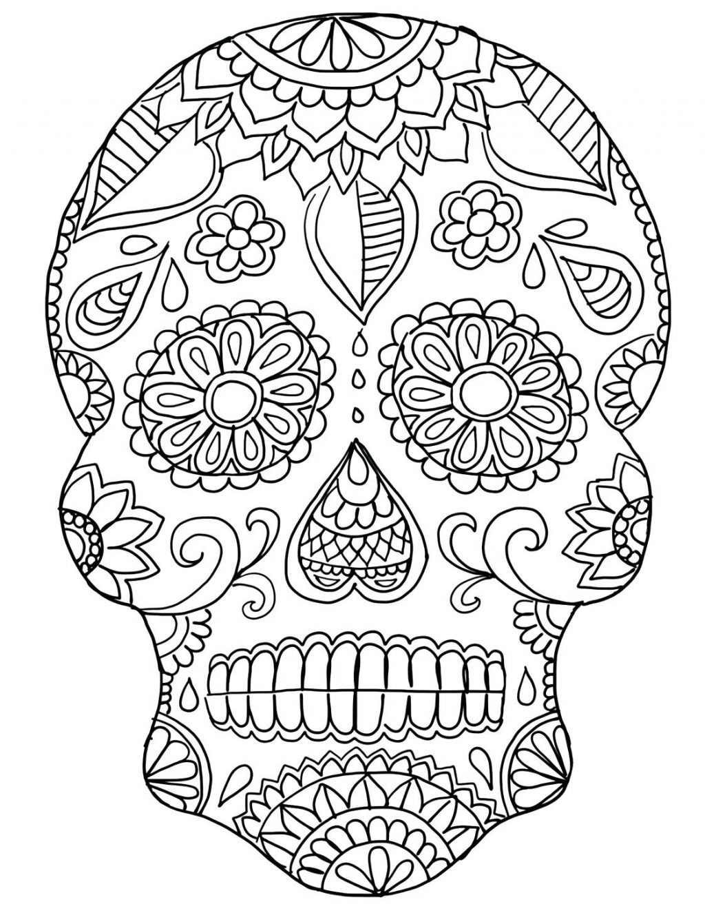 Printable Sugar Skulls Coloring Pages
 Day The Dead Skulls Drawing at GetDrawings