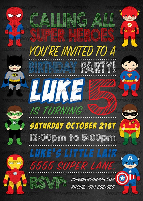 Printable Superhero Birthday Invitations
 Superhero Birthday Invitations Printable Digital File