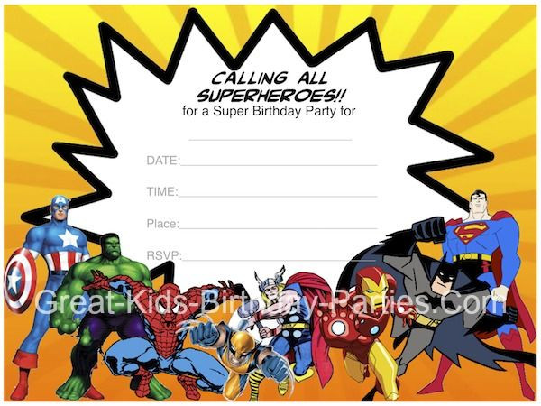 Printable Superhero Birthday Invitations
 Free Printable Avengers Party Invitations in 2019