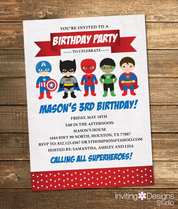 Printable Superhero Birthday Invitations
 Superhero Birthday Invitation Boy Birthday Party Third