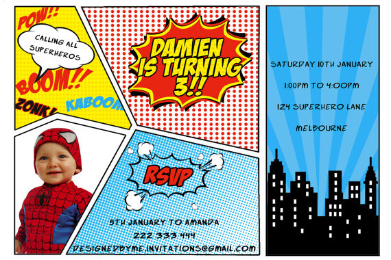 Printable Superhero Birthday Invitations
 Printable Superhero Birthday Invitation DIY Printing JPEG