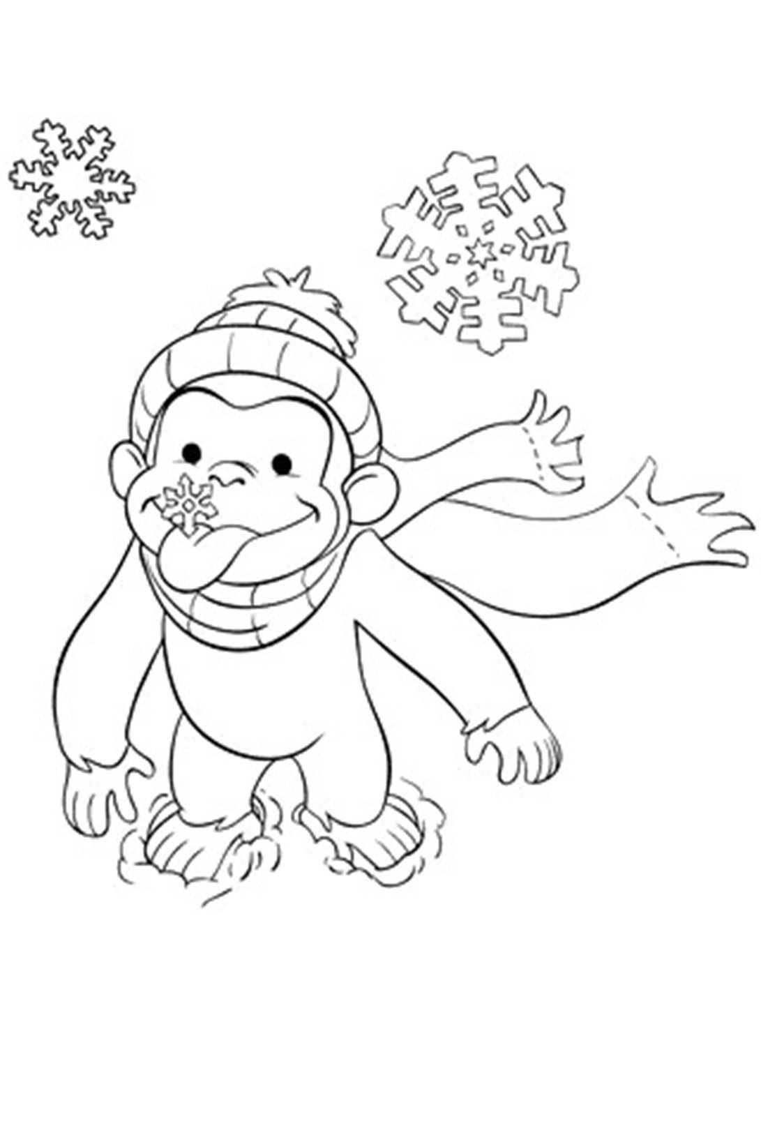Printable Toddler Coloring Pages
 What a great winter scene to color for Curious George