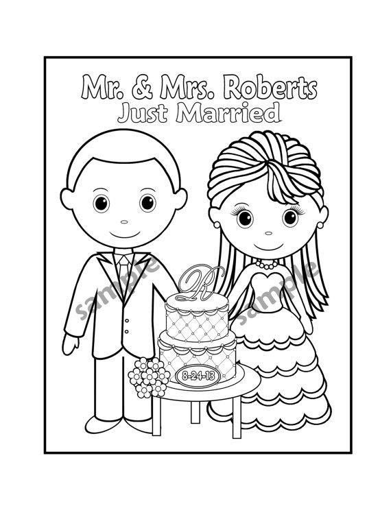 Printable Wedding Coloring Pages
 Printable Personalized Wedding coloring activity book Favor