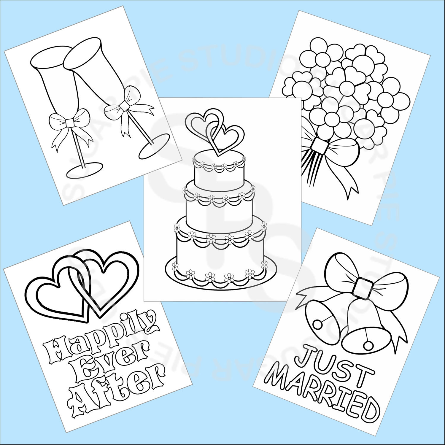 Printable Wedding Coloring Pages
 5 Printable Wedding Favor Kids coloring pages PDF or JPEG file