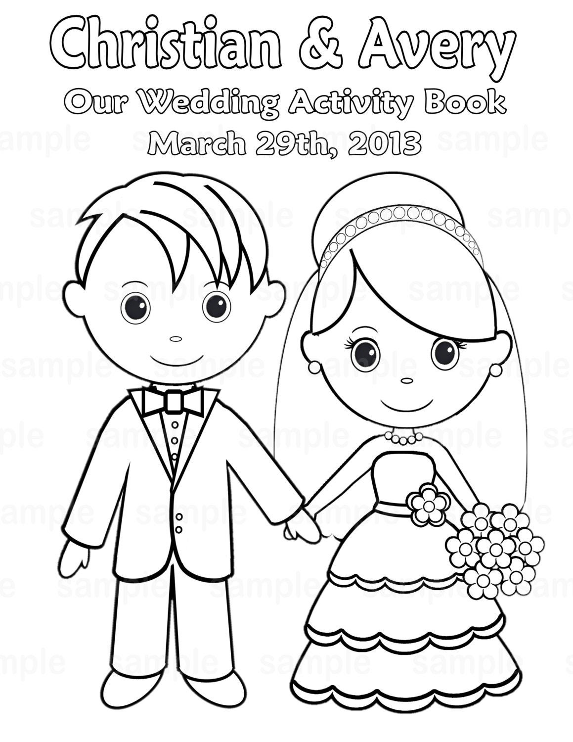 Printable Wedding Coloring Pages
 Printable Personalized Wedding coloring activity by