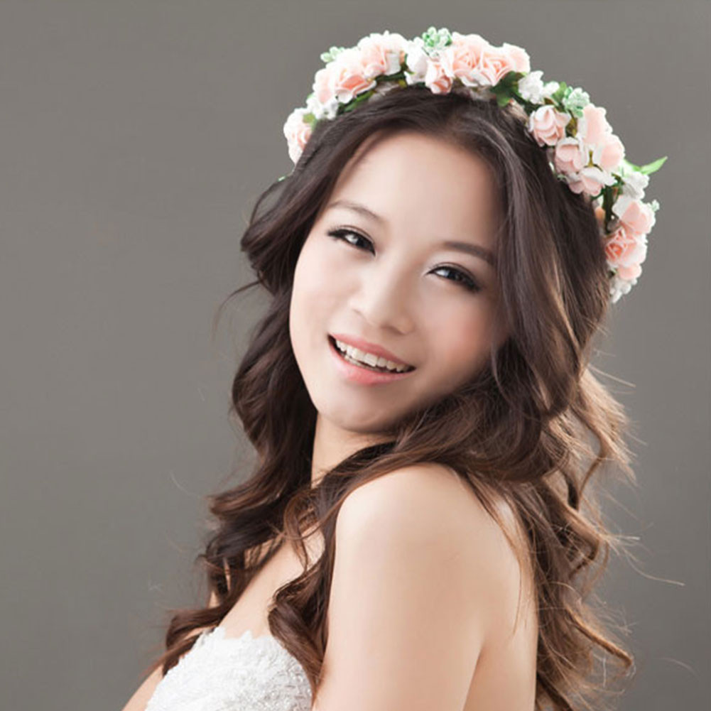 Prom Hairstyle Accessories
 Flower Garland Floral Bridal Headband Hairband Wedding