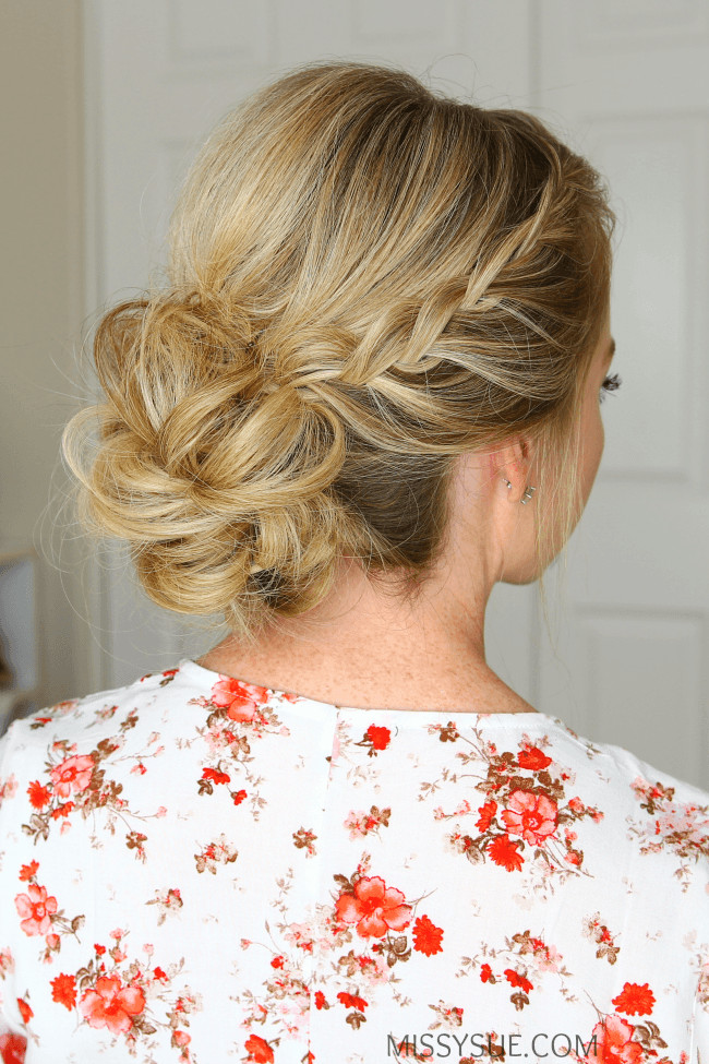 Prom Hairstyle Buns
 Double Lace Braids Updo