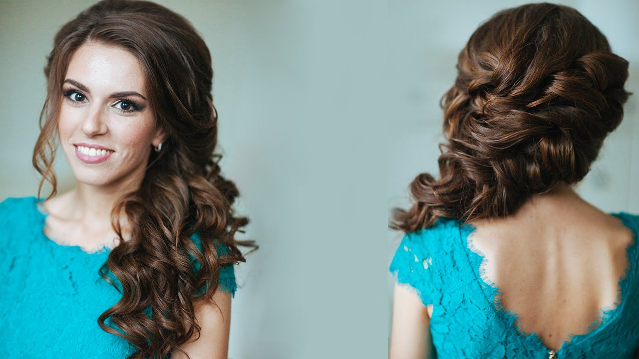 Prom Hairstyles To The Side
 Side swept curls wedding prom hairstyles tutorial