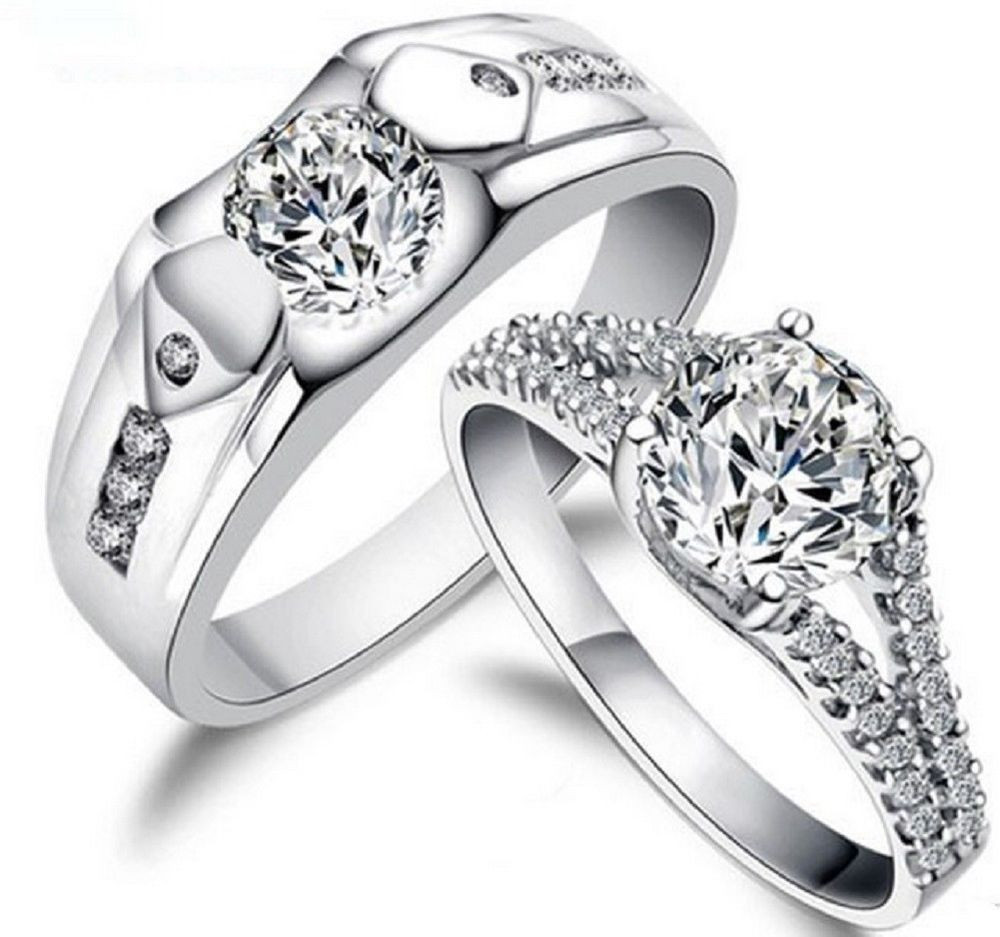 Promise Engagement Wedding Ring
 His and Hers Sterling Silver Promise Rings Wedding Rings