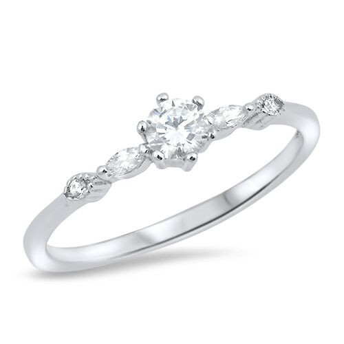 Promise Engagement Wedding Ring
 925 Sterling Silver Round Cut Clear CZ Engagement Wedding