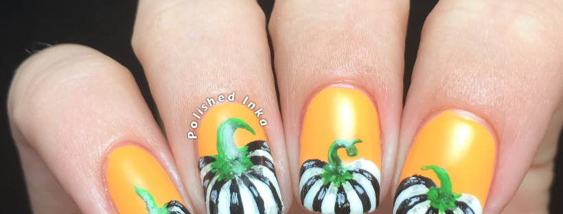 Pumpkin Nail Designs
 Monochrome Pumpkin Nail Art – Polished Inka