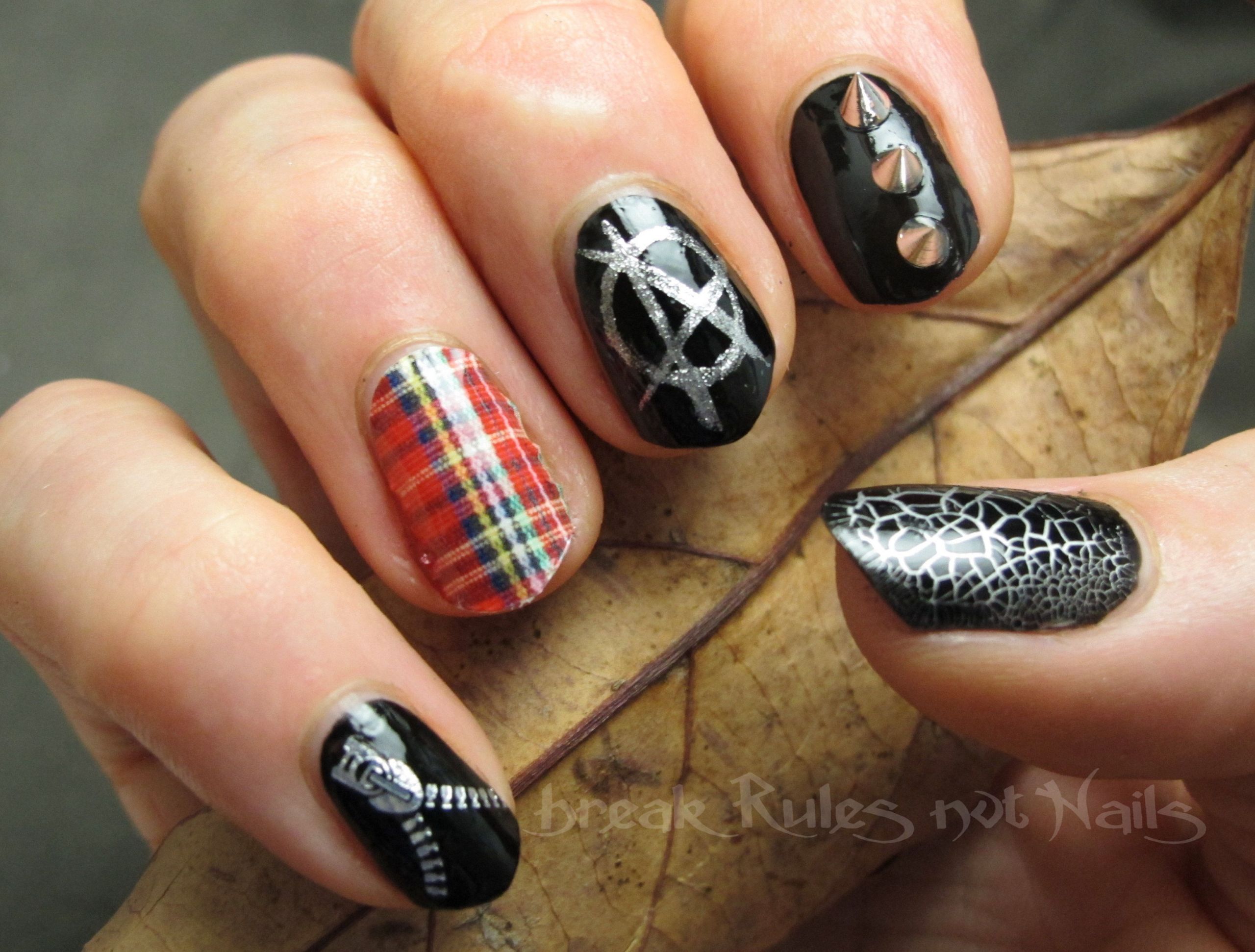 4. "Black and White Punk Rock Nails" - wide 7