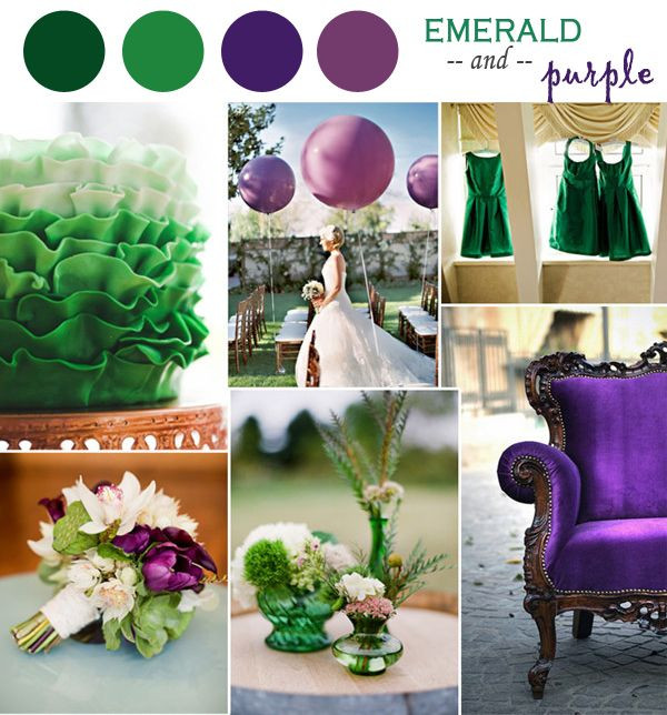 Purple And Green Wedding Colors
 LOVE the Emerald & Purple So pretty Wedding Color Ideas