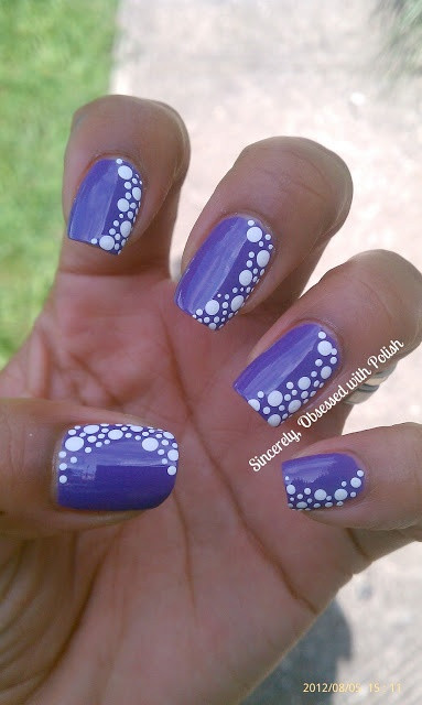 Purple And White Nail Designs
 Idea Purple and white dot nails various size dots