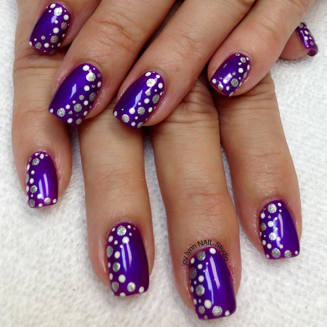 Purple Glitter Nails
 65 Cool Purple Nail Art Design Ideas