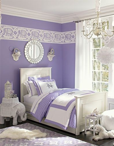 Purple Kids Bedroom Decorating Ideas
 Lavender purple and white girl room from pottery barn