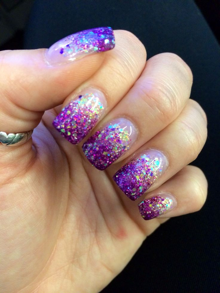 Purple Nails With Glitter
 The 25 best Purple glitter nails ideas on Pinterest