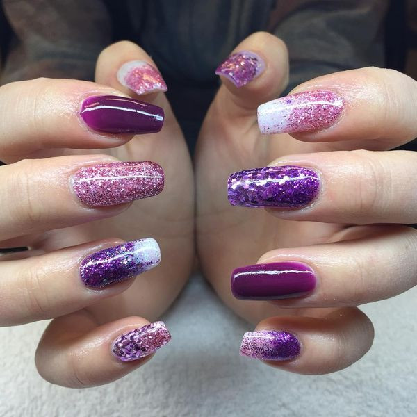 Purple Nails With Glitter
 Purple Nail Designs Best Art Ideas for You