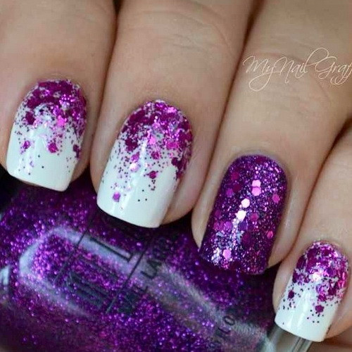 Purple Nails With Glitter
 16 Beautiful Glitter Nail Designs fashionsy