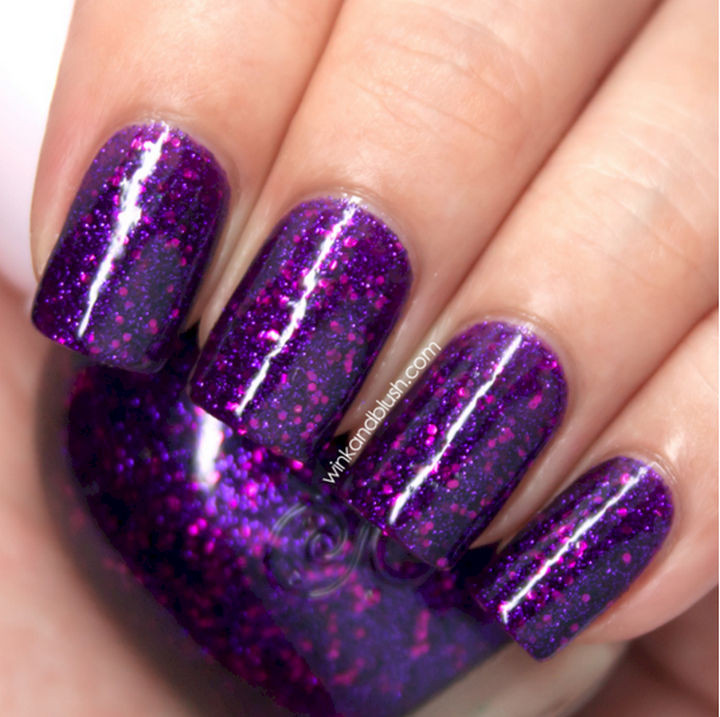 Purple Nails With Glitter
 55 Best Purple Nail Art Designs