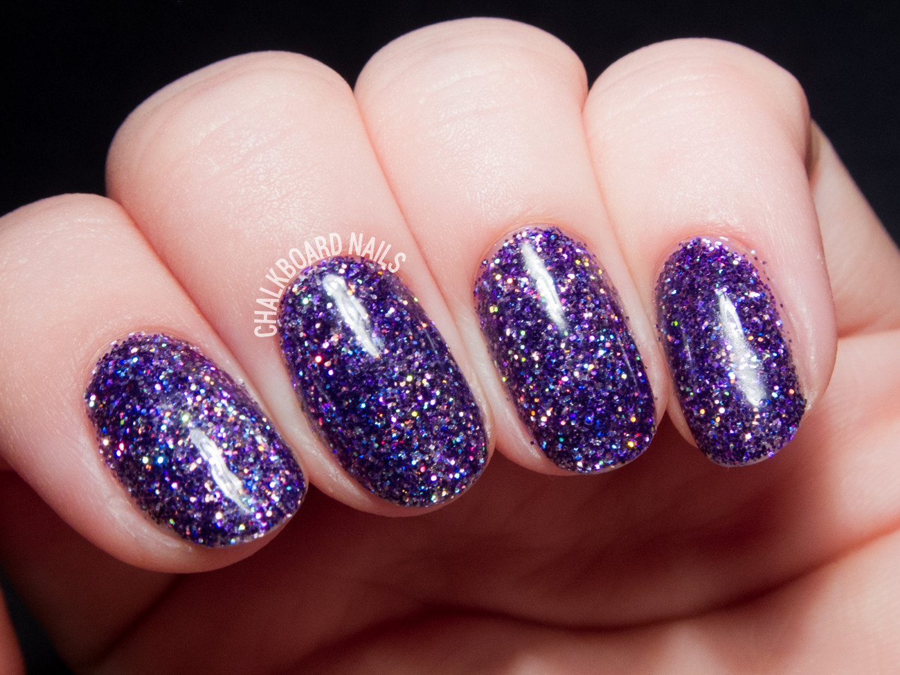 Purple Nails With Glitter
 How To Party Like a Rockstar In Purple Glitter Gels