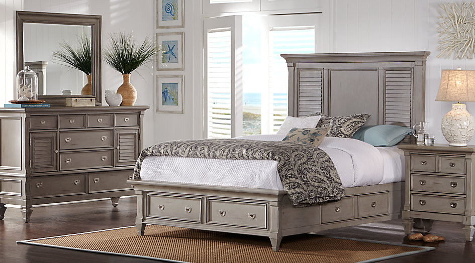 Queen Bedroom Sets With Storage
 Belmar Gray 5 Pc Queen Panel Bedroom with Storage Queen