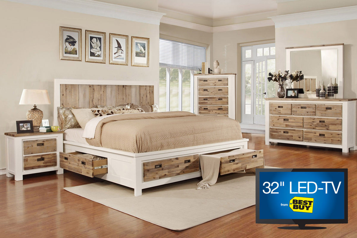 Queen Bedroom Sets With Storage
 Western Queen Storage Bedroom Set with 32" TV at Gardner White