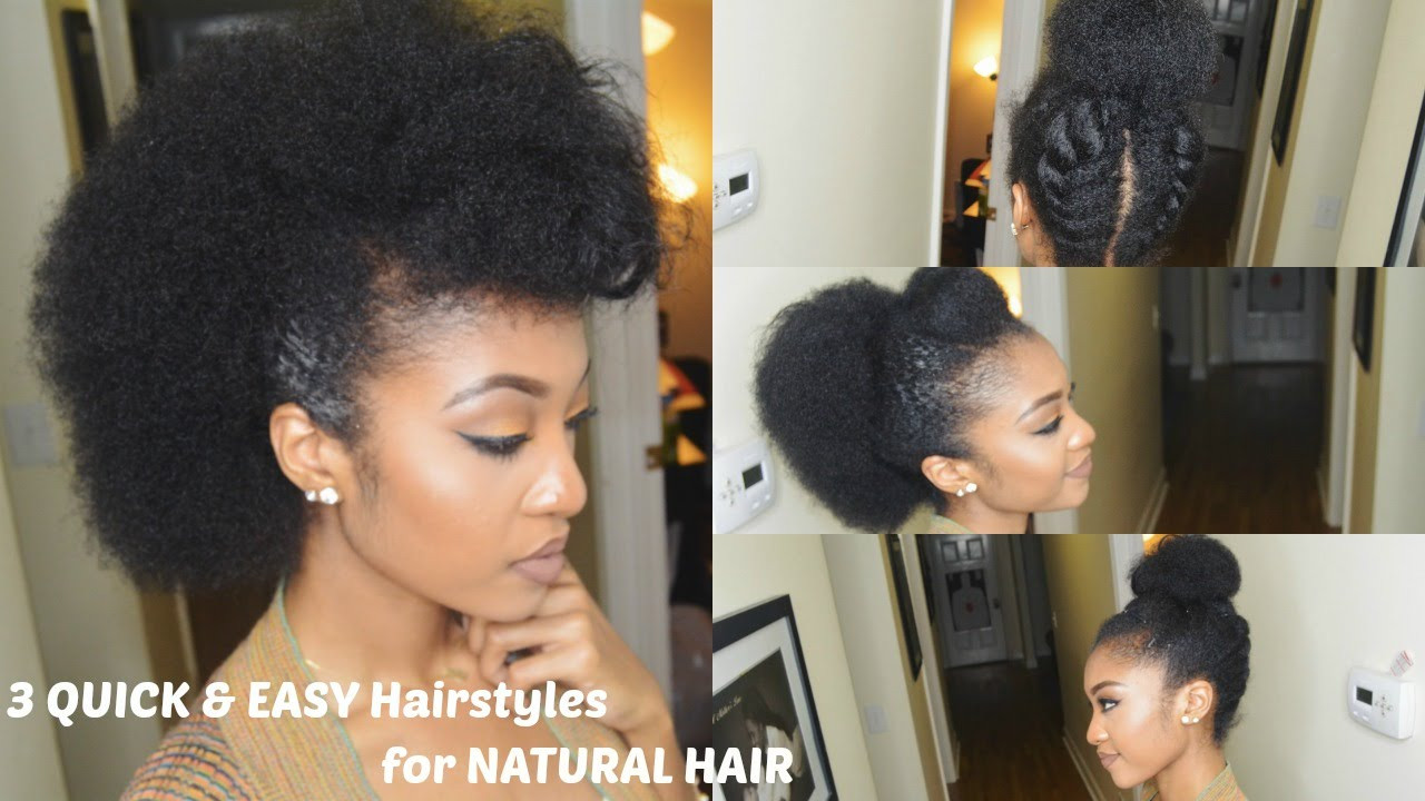 Quick Hairstyles For Natural Hair
 3 QUICK & EASY Hairstyles for NATURAL HAIR