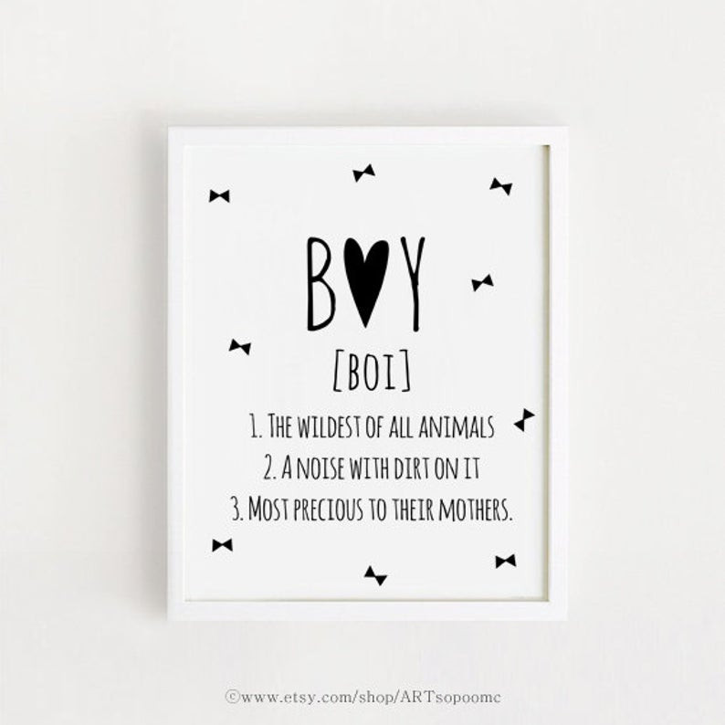 Quote About Having A Baby Boy
 Baby Boy Quotes Sayings Wall Art Printable Poster Black
