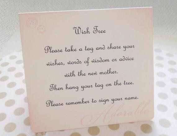 Quote For Baby Shower Card
 Wish card instruction sign baby shower wish tree