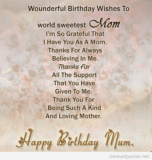 Quote For Mother Birthday
 Happy Birthday Mom