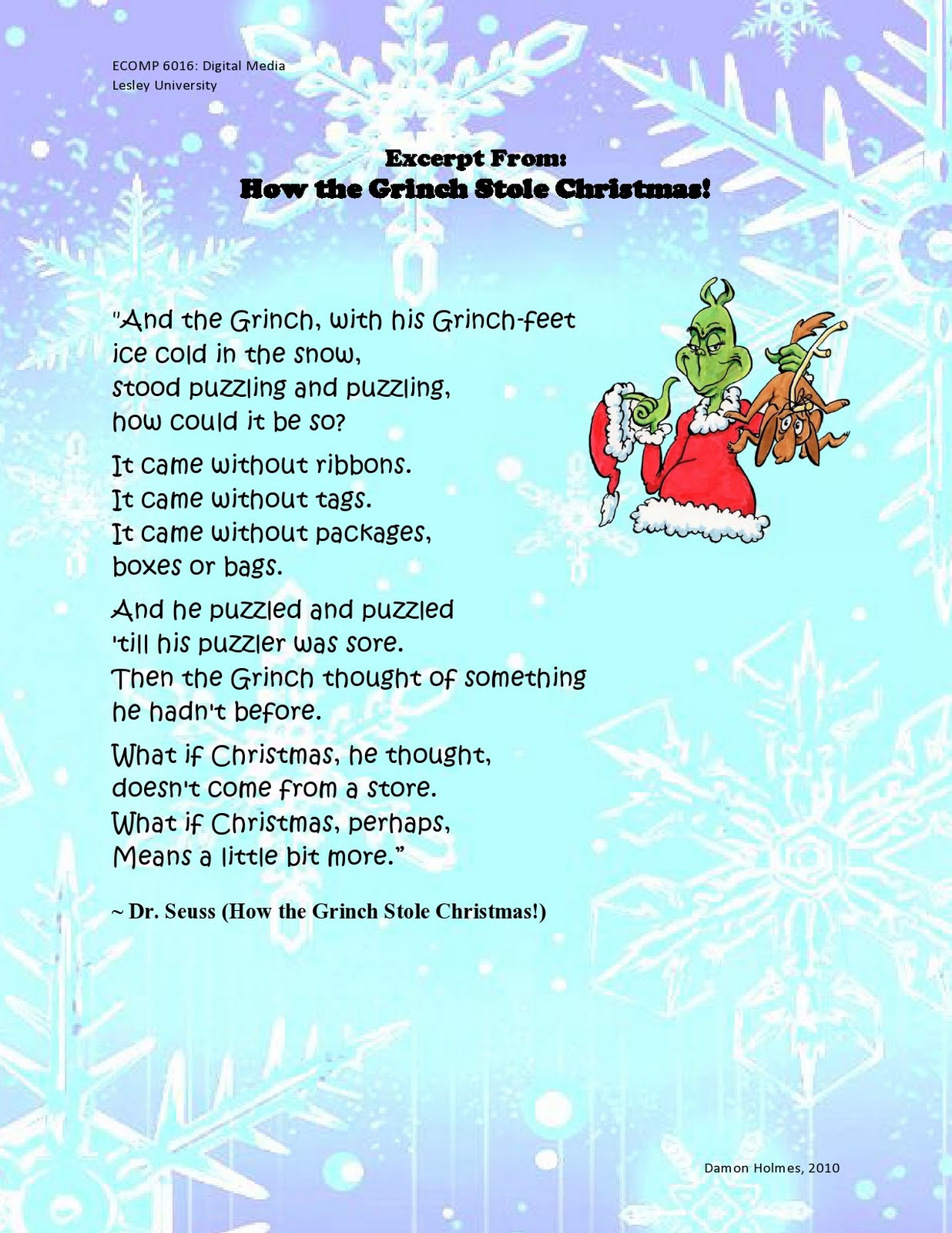 Quote From How The Grinch Stole Christmas
 From The Grinch By Dr Seuss Quotes QuotesGram