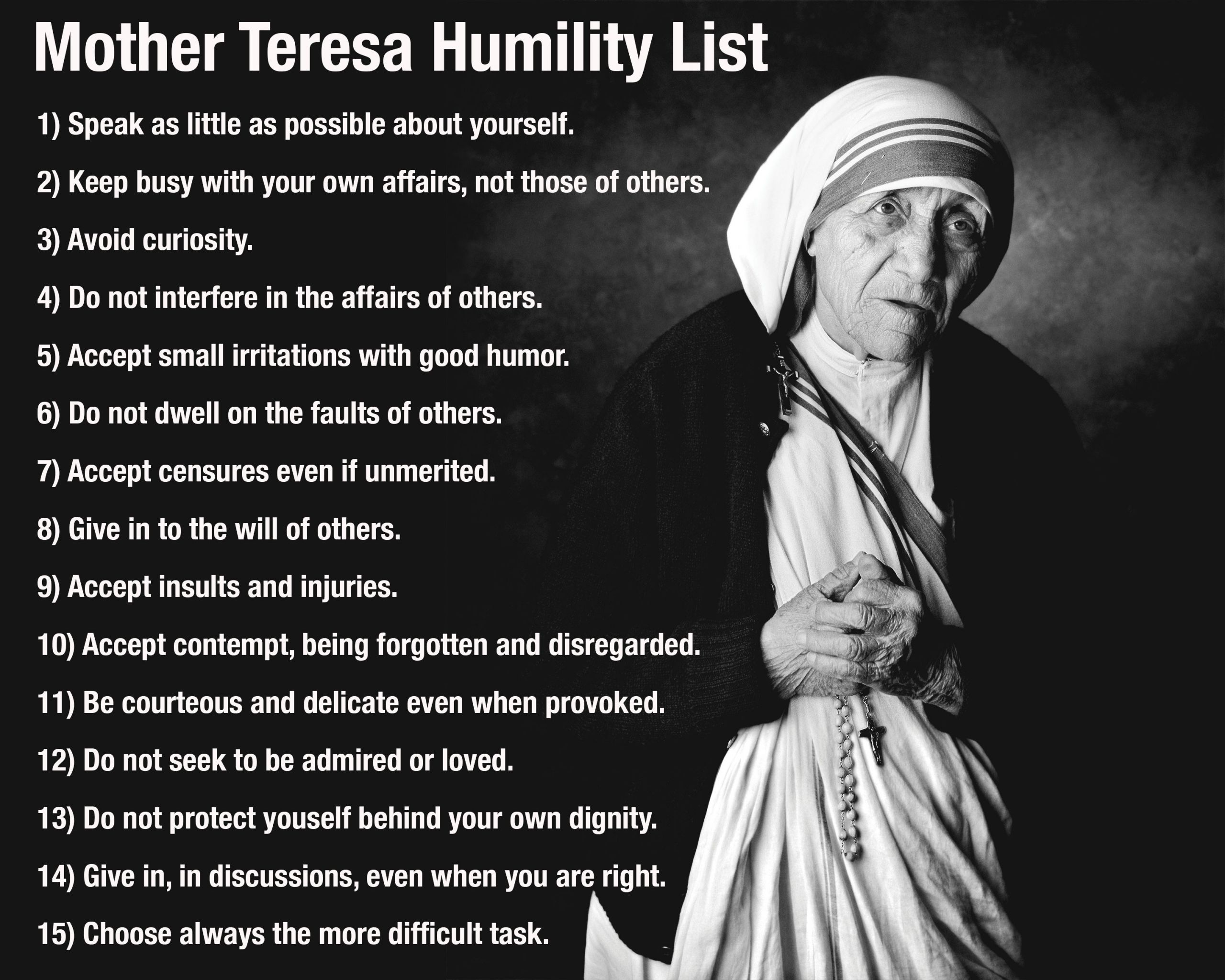 Quote From Mother Teresa
 Mother Teresa’s Humility List