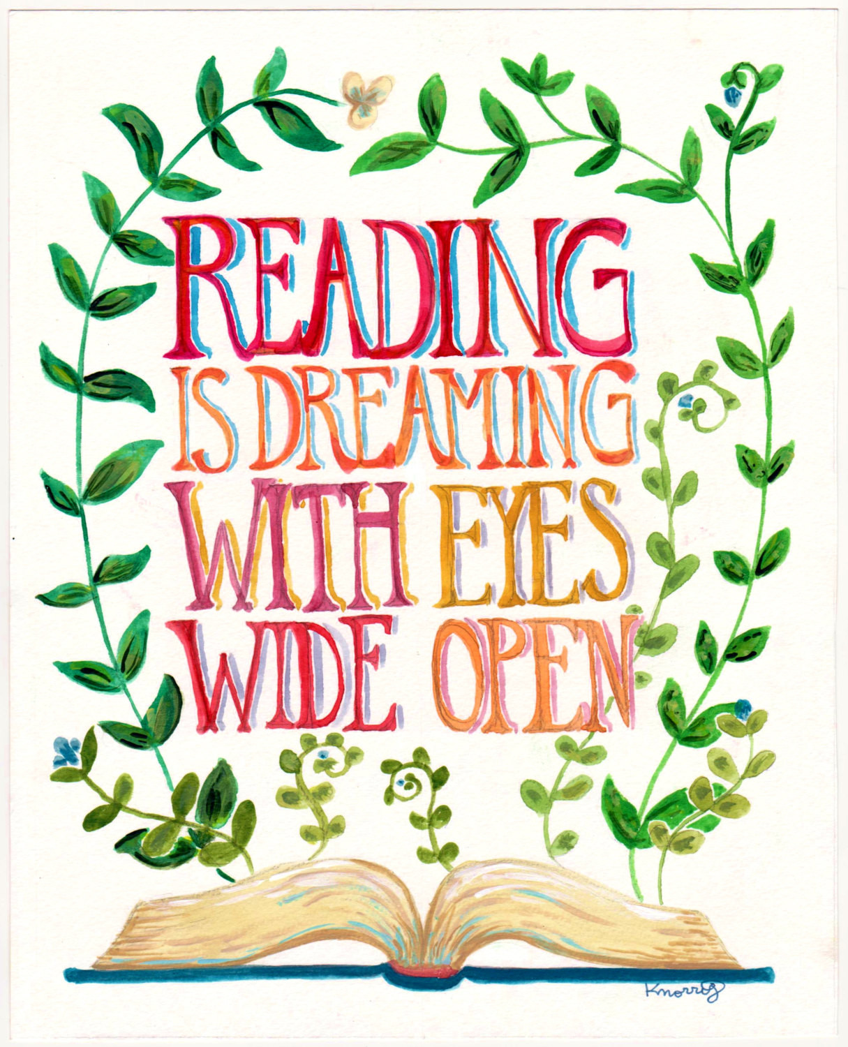 Quotes About Reading To Kids
 Reading is Dreaming Quote Books Plants 8x10 or 11x14