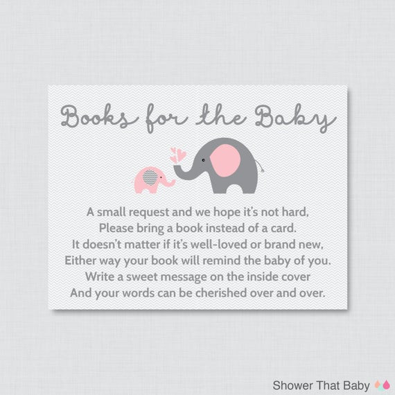 Quotes For Baby Books
 Elephant Baby Shower Bring a Book Instead of a Card Invitation