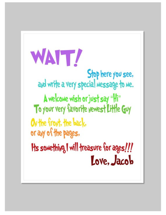 Quotes For Baby Books
 Items similar to Dr Seuss Quote Baby Shower Guest Book Sign Baby Shower Boy
