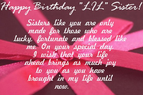 Quotes For Sis Birthday
 Sweet Happy Birthday Younger Sister I Love U Messages