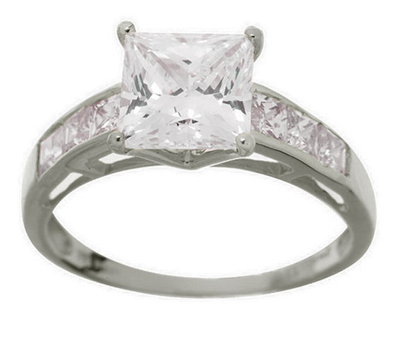 Qvc Wedding Rings
 Diamonique 2 35 ct tw Princess Cut 14K White Gold Ring