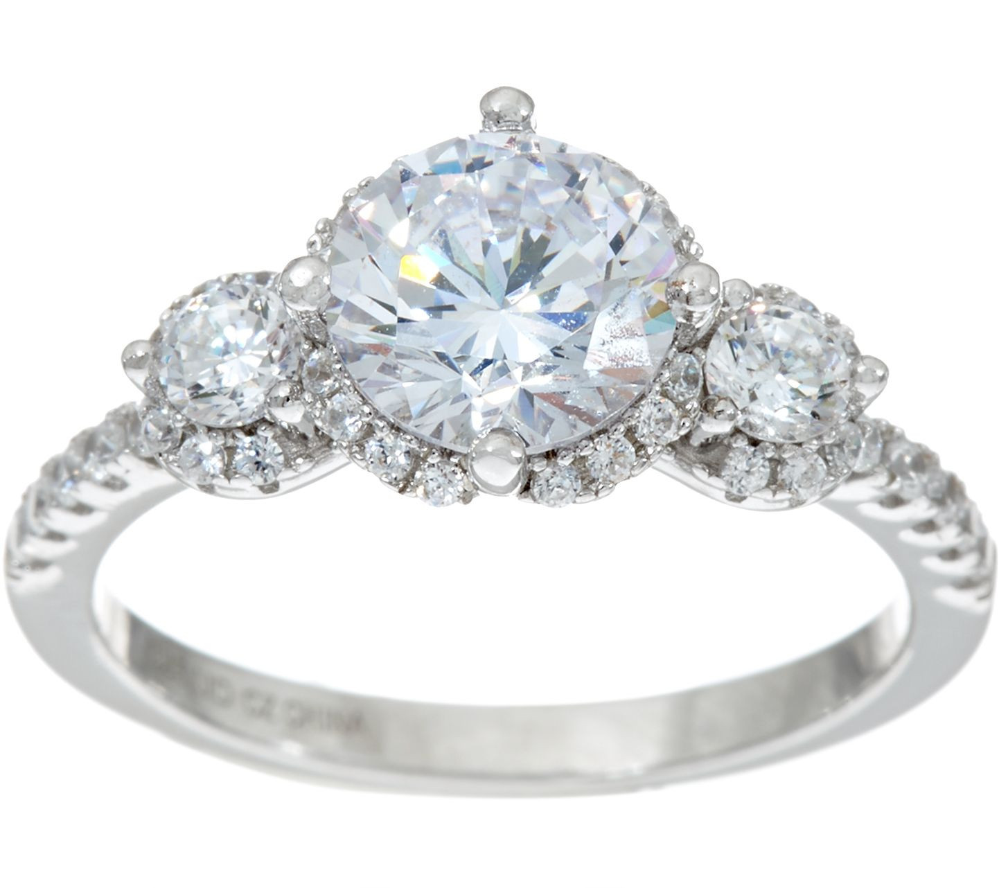 Qvc Wedding Rings
 Diamonique Three Stone Bridal Ring Platinum Clad Page 1