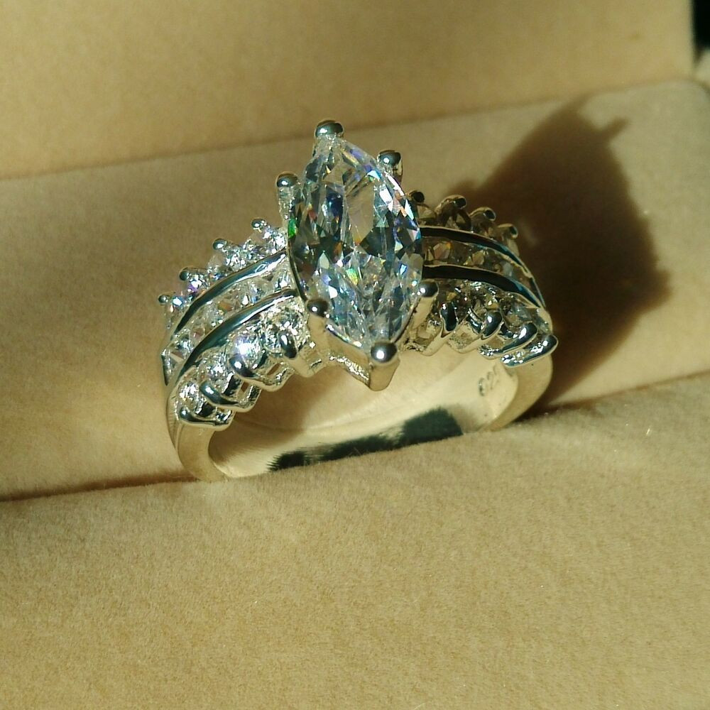 Qvc Wedding Rings
 Brand Marquise Cut Topaz Diamonique 925 Silver Filled