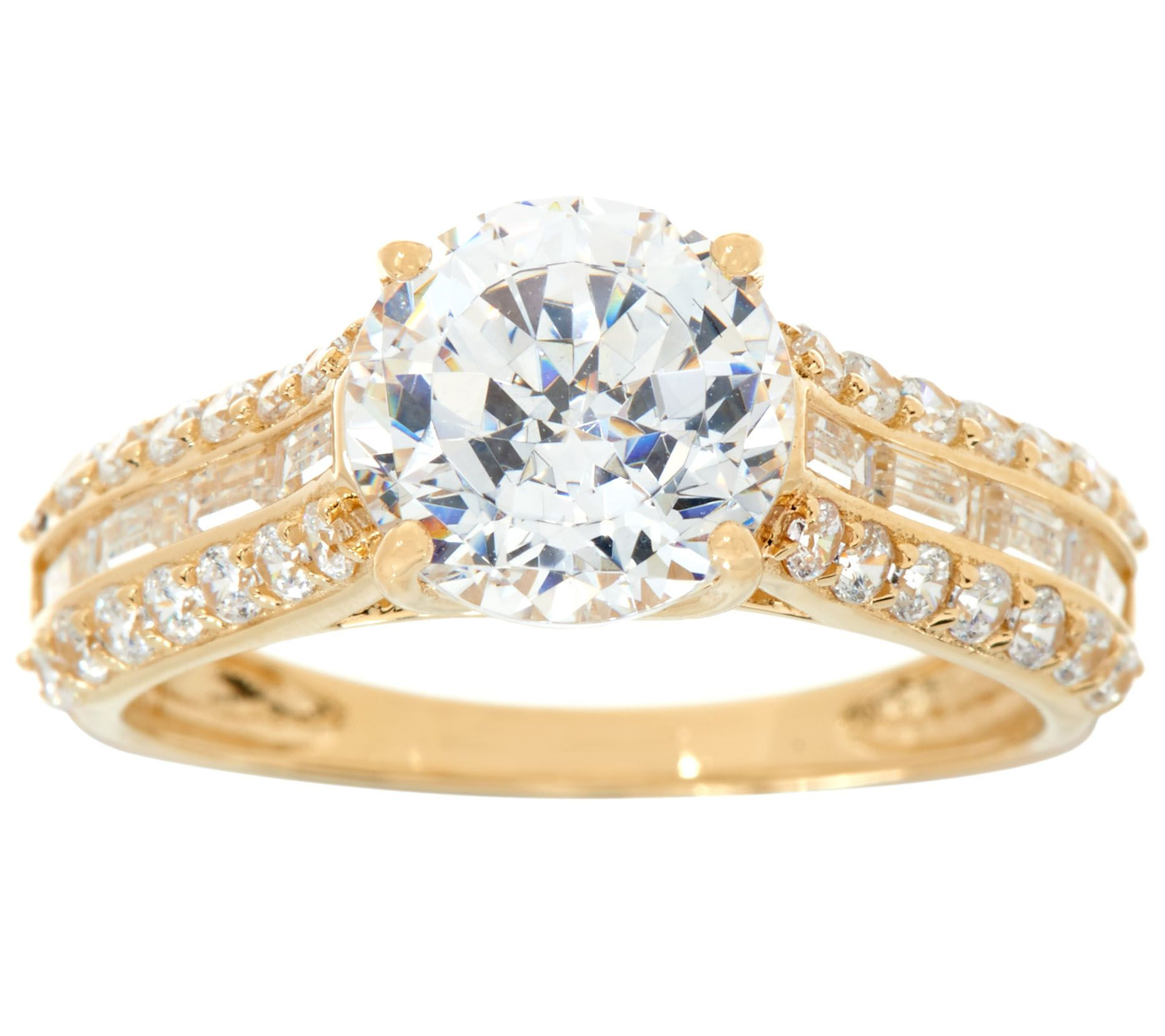 Qvc Wedding Rings
 Diamonique Round and Baguette Bridal Ring 14K Gold Page
